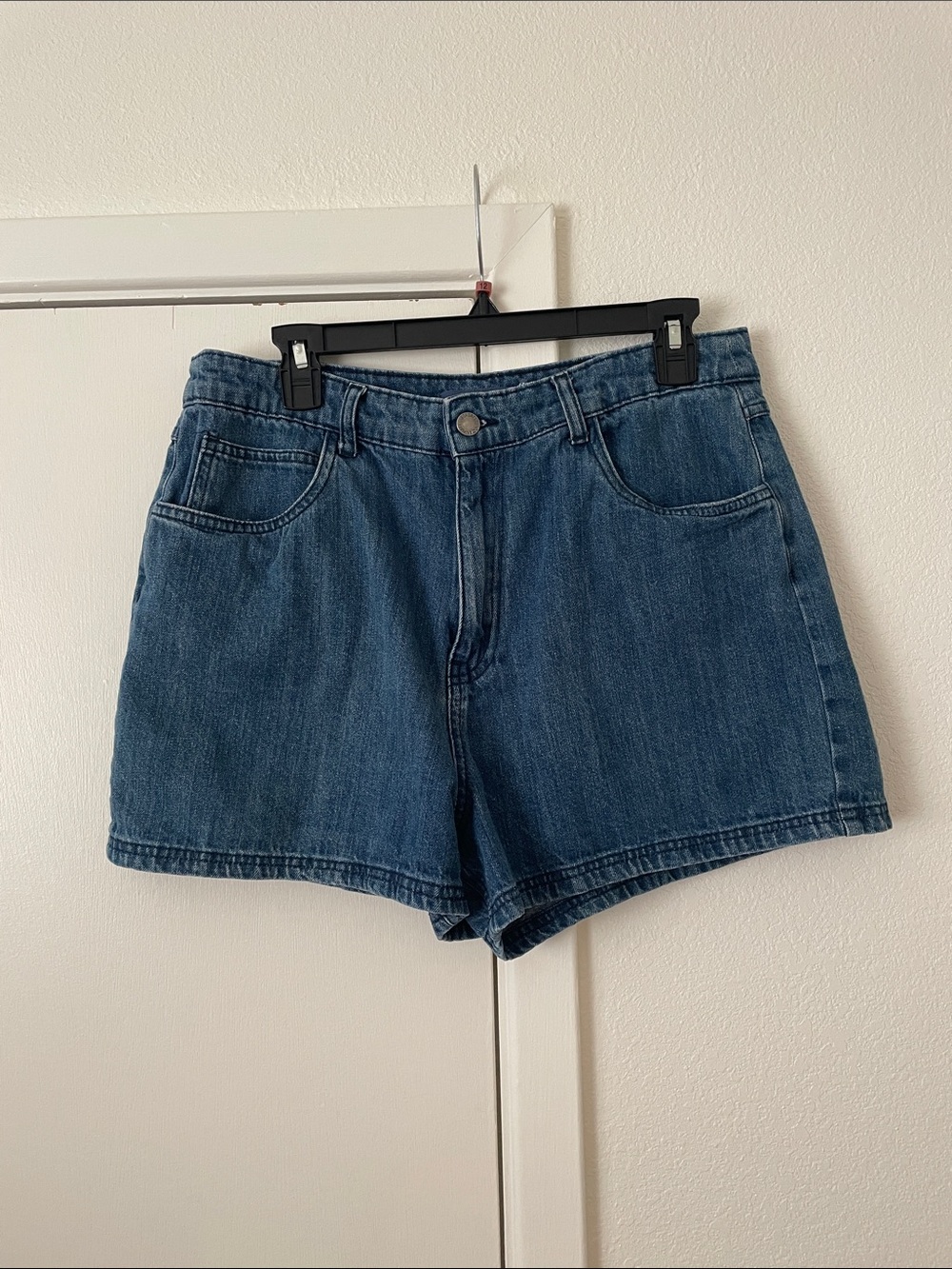 High-Rise Dark Blue Denim Women's Shorts